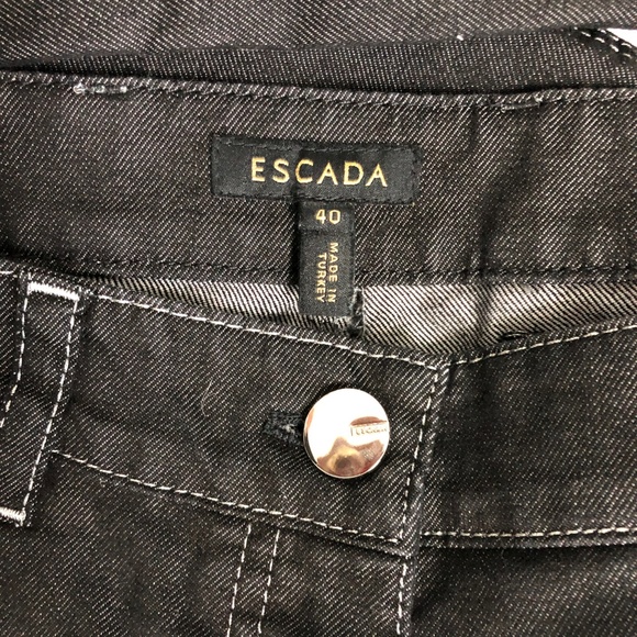 Escada Jeans 5-Pocket Flare Hem Black Wash Embroidery Pockets Size 40 - Picture 8 of 8